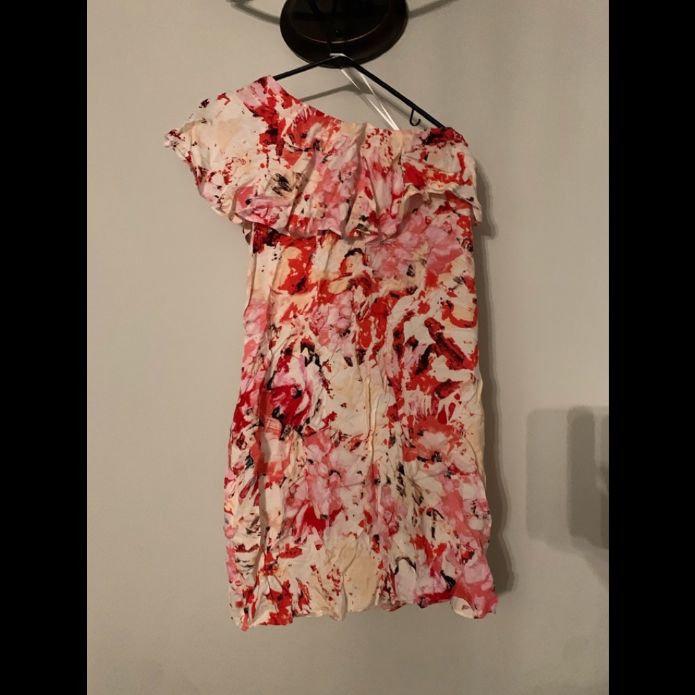 One sleeve off shoulder large mini dress